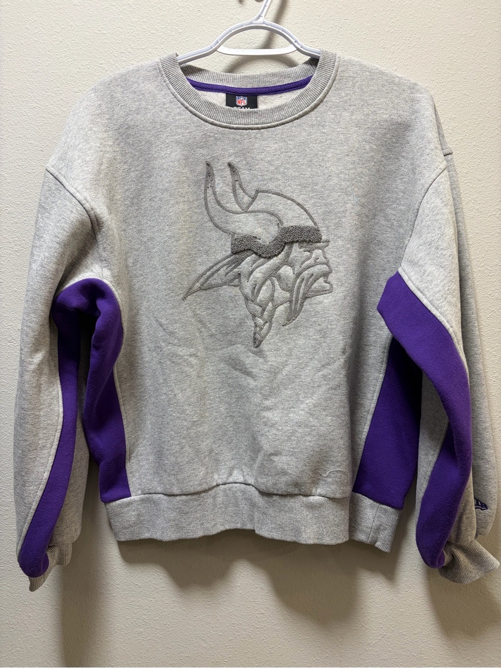 New Era Gray and Purple Minnesota Vikings Crewneck Sweatshirt